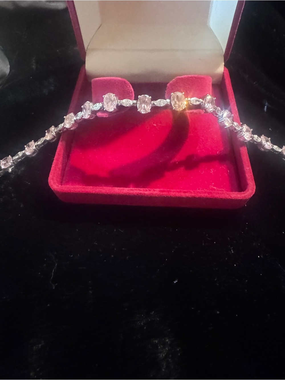 Classic Silver Bracelet with Clear Stones - Women's Jewelry